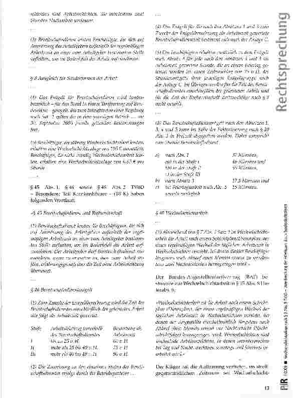 Vorschauseite 2: Wechselschichtzulage nach § 8 Abs. 5 TVöD - Unterbrechung der Arbeitszeit durch Bereitschaftsdienst