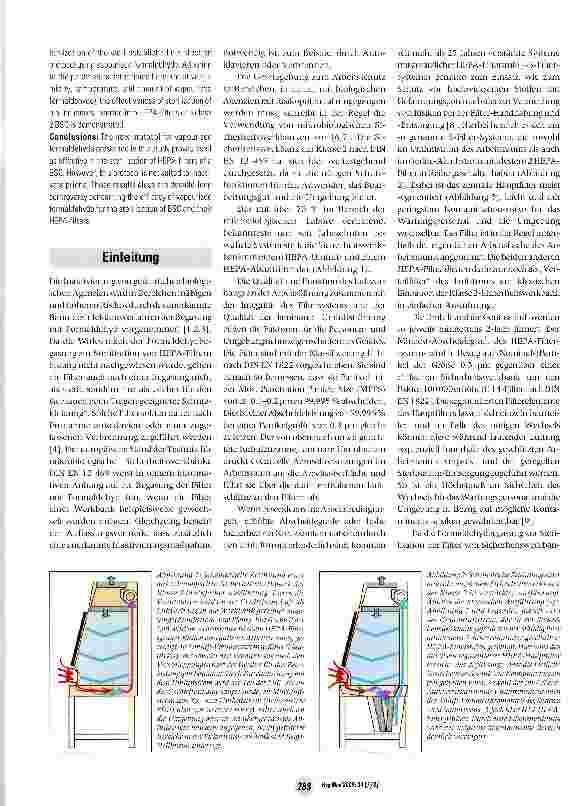 Vorschauseite 2: Sterilisation von HEPA-Filtern in Sicherheitswerkbänken der Klasse 2 mittels Formaldehydbegasung