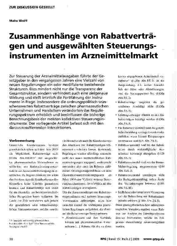 Vorschauseite 1: Zusammenhänge von Rabattverträgen und ausgewählten Steuerungsinstrumenten im Arzneimittelmarkt
