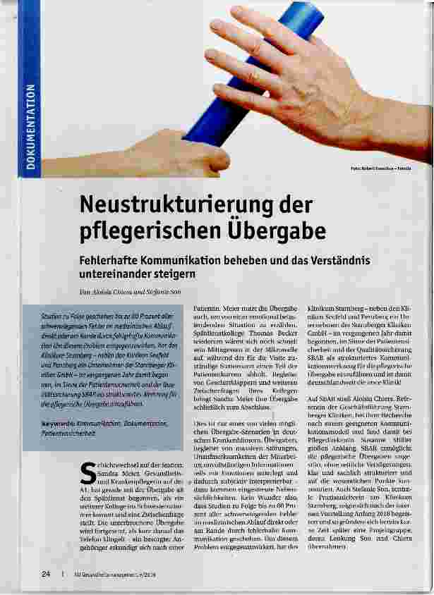 Vorschauseite 1: Neustrukturierung der pflegenschen Übergabe
