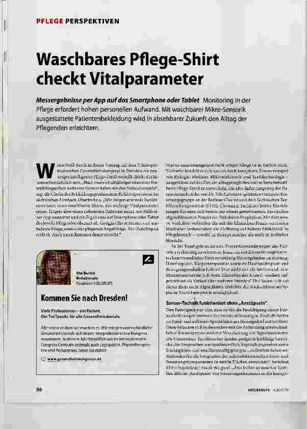 Vorschauseite 1: Waschbares Pflege-Shirt checkt Vitalparameter