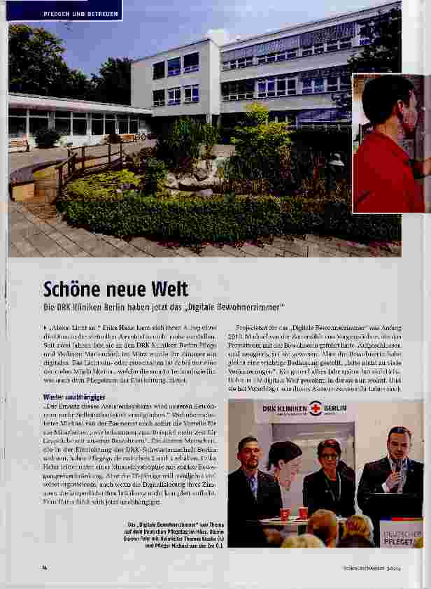 Vorschauseite 1: Schöne neue Welt Die DRK Kliniken Berlin haben jetzt das „Digitale Bewohnerzimmer