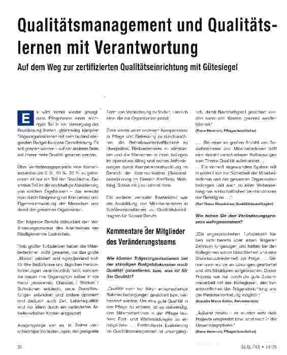Vorschauseite 1: Qualitätsmanagement und Qualitäts lernen mit Verantwortung