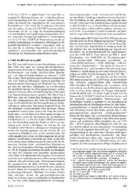 Vorschauseite 3: Haben alle psychiatrischen Tageskliniken Anspruch auf Anerkennung einer Institutsambulanz?