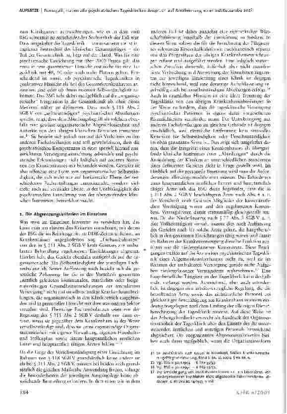 Vorschauseite 4: Haben alle psychiatrischen Tageskliniken Anspruch auf Anerkennung einer Institutsambulanz?