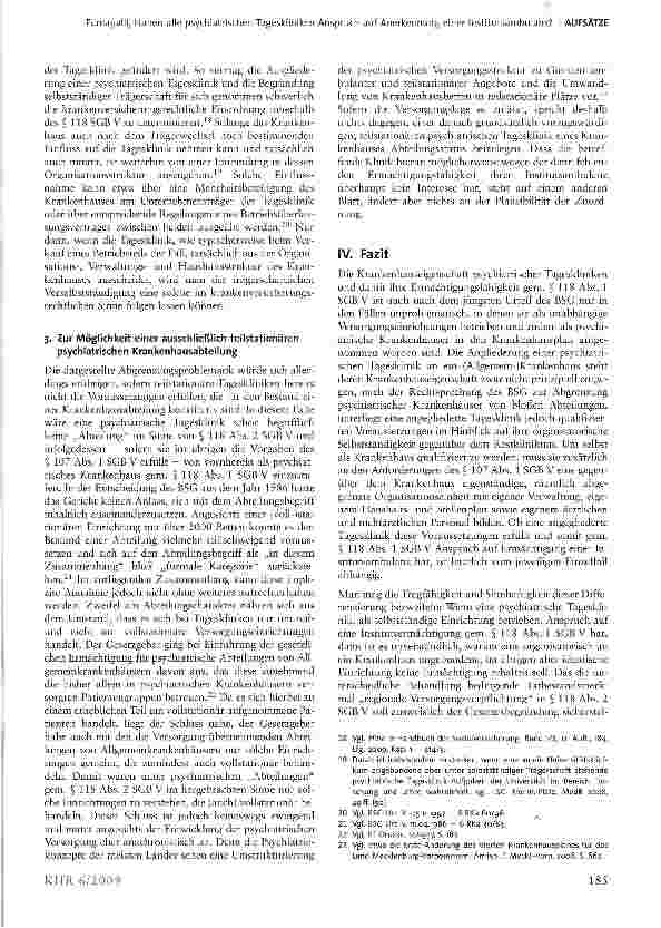 Vorschauseite 5: Haben alle psychiatrischen Tageskliniken Anspruch auf Anerkennung einer Institutsambulanz?
