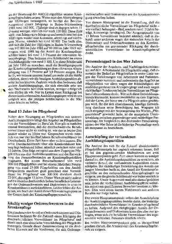 Vorschauseite 3: Pflegenotstand - ein Thema für kirchliche Krankenhäuser?