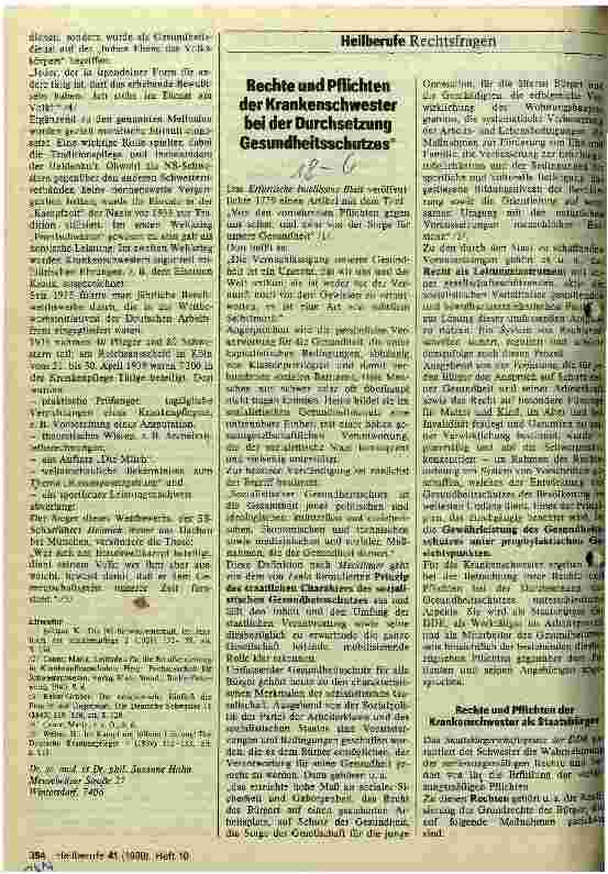 Vorschauseite 2: Ich stehe im Dienst des Volk! - 2. Teil Zur Situation der Krankenpflege während der faschistischen Diktatur