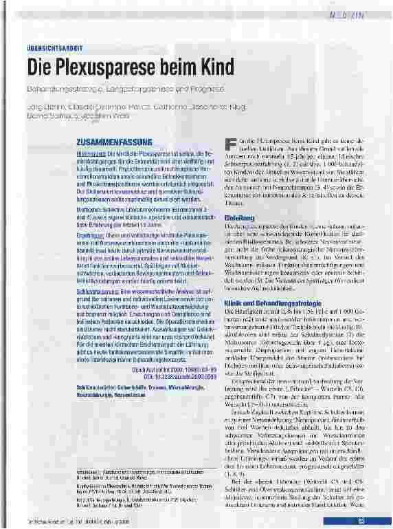 Vorschauseite 1: Die Plexusparese beim Kind