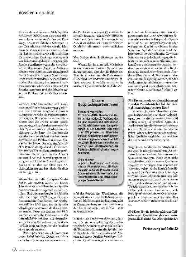 Vorschauseite 3: Umstrittene ZahlenGesprächsrunde über die Spitalqualität
