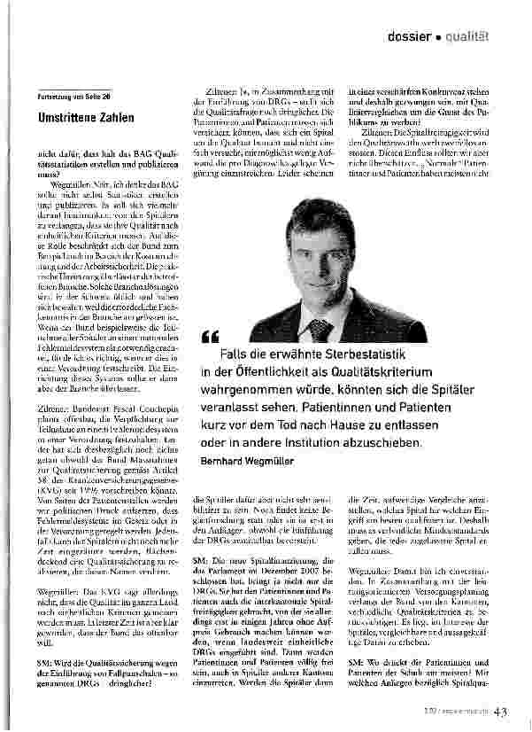 Vorschauseite 4: Umstrittene ZahlenGesprächsrunde über die Spitalqualität