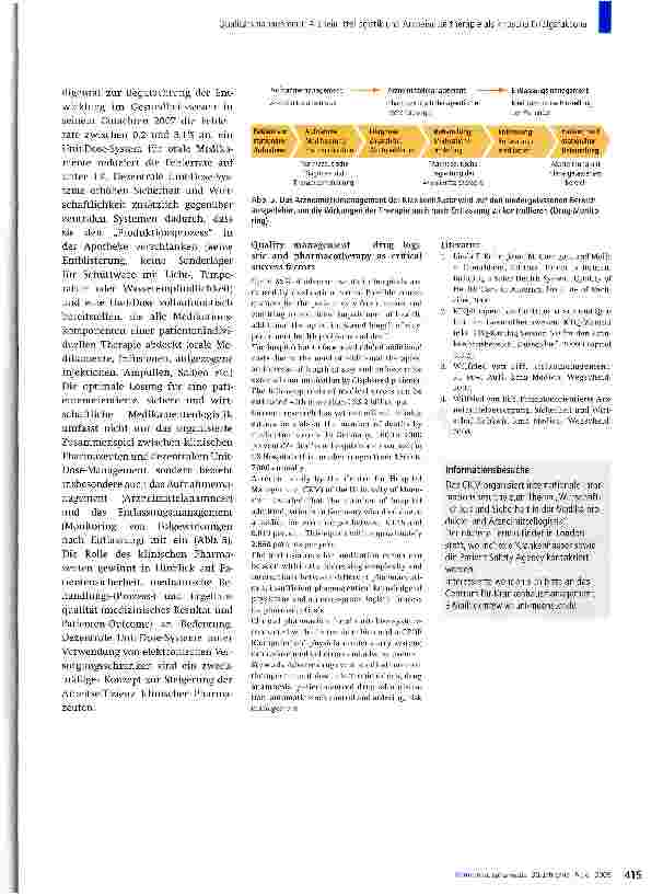 Vorschauseite 5: Qualitätsmanagement: Arzneimittellogistik und Arzneimitteltherapie als kritische Erfolgsfaktoren