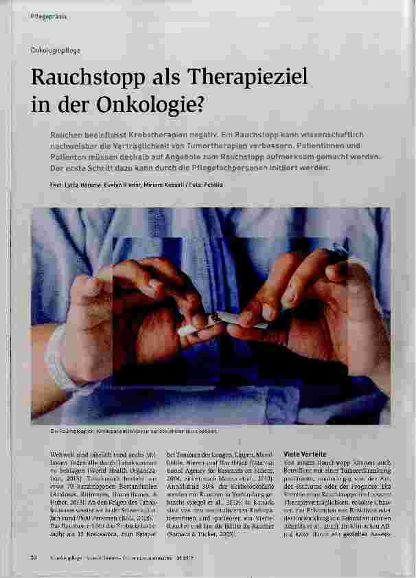 Vorschauseite 1: Rauchstopp als Therapieziel in der Onkologie?