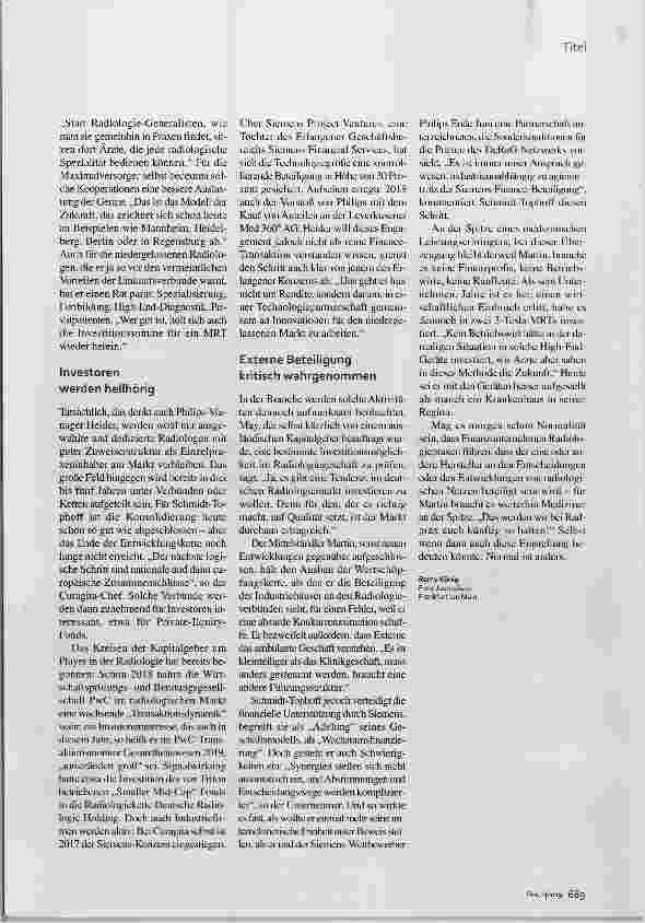 Vorschauseite 4: Radiologiemarkt im Umbruch Volle Konzentration
