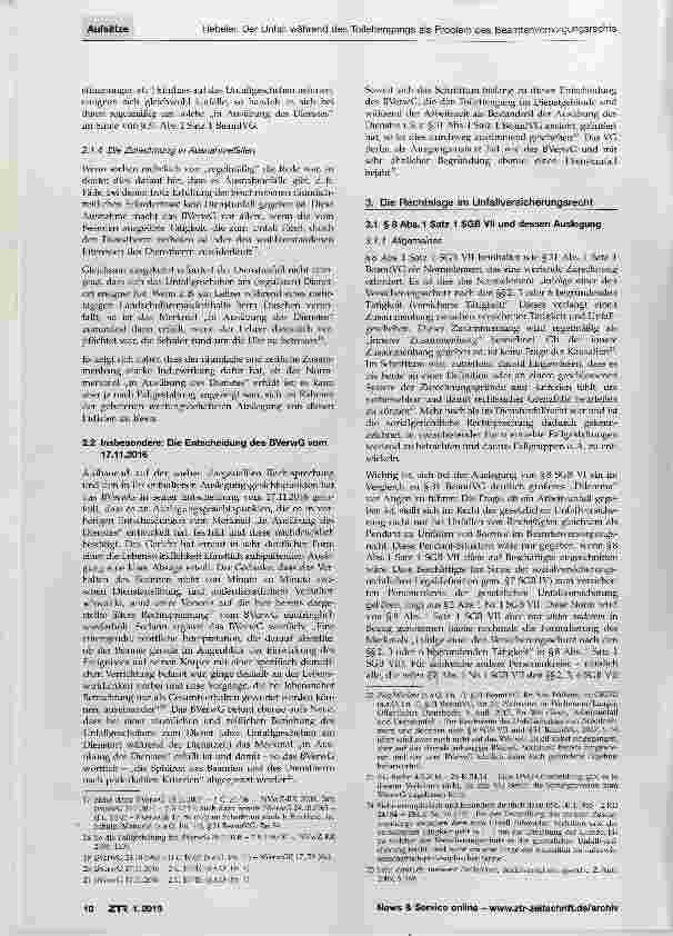Vorschauseite 4: Der Unfall während des Toilettengangs als Problem des Beamtenversorgungsrechts und des Rechts der gesetzlichen Unfallversicherung