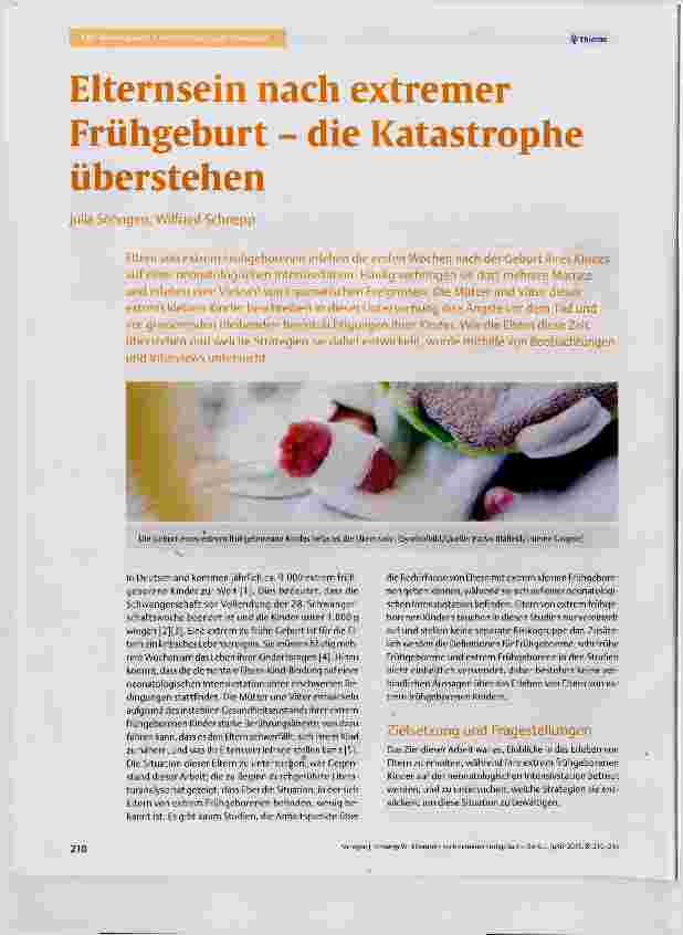 Vorschauseite 1: Elternsein nach extremer Frühgeburt - die Katastrophe überstehen
