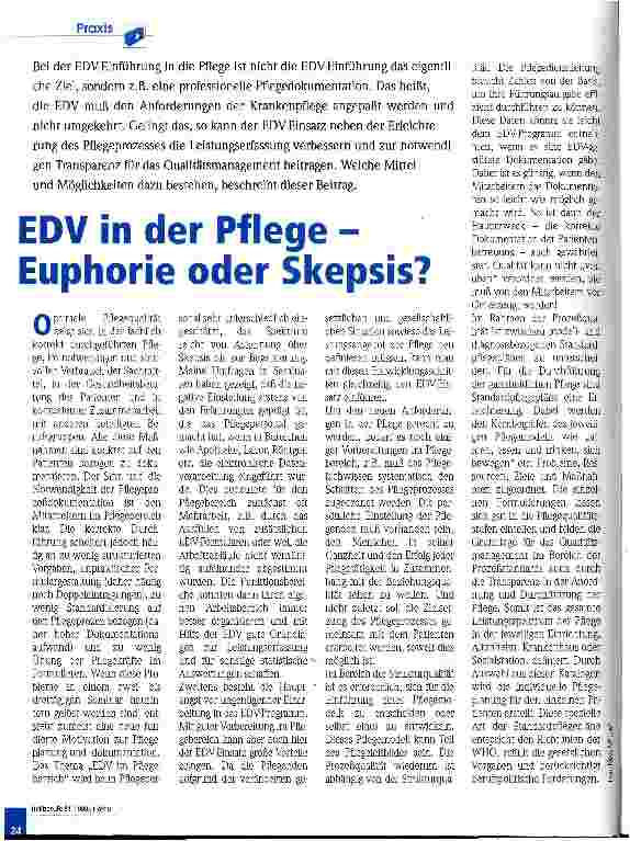 Vorschauseite 1: EDV in der Pflege - Euphorie oder Skepsis?