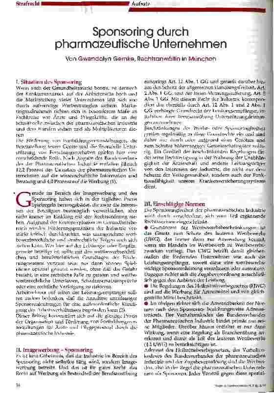 Vorschauseite 1: Sponsering durch pharmazeutische Unternehmen