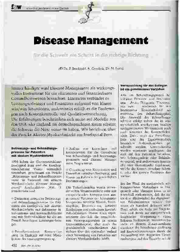Vorschauseite 1: Disease Management Für die Schweiz ein Schritt in die richtige Richtung