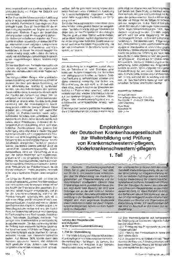 Vorschauseite 1: Empfehlungen zur Weiterbildung und Prüfung von Krankenschwestern/ Krankenpflegern und Kinderkrankenschwestern/-pfleger