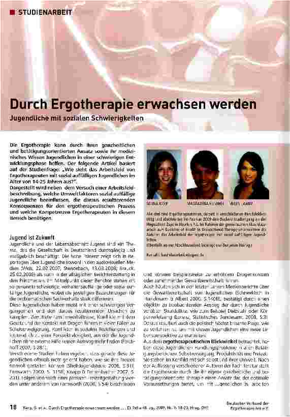 Vorschauseite 1: Durch Ergotherapie erwachsen werden
