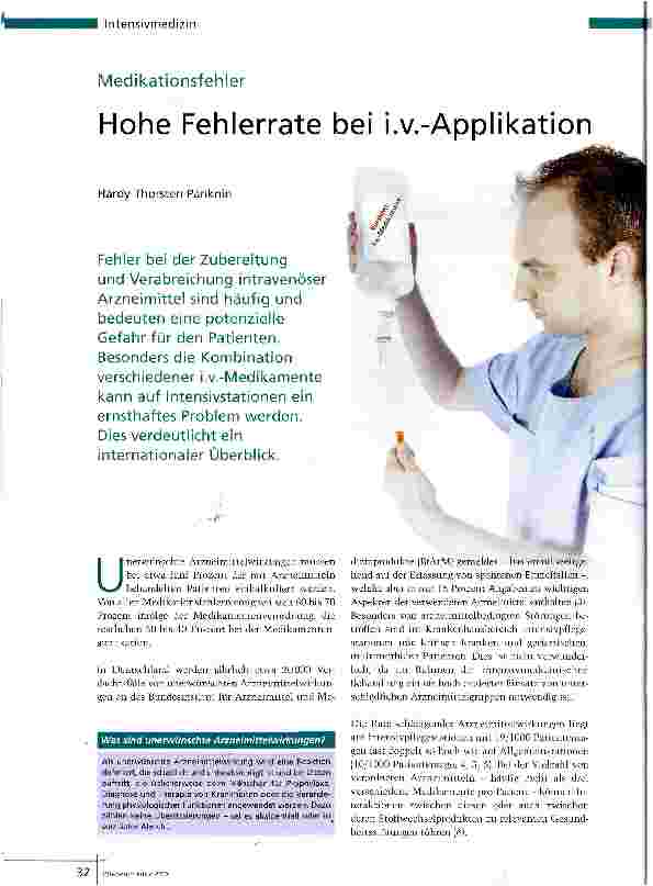 Vorschauseite 1: Hohe Fehlerrate bei i.v.-Applikation