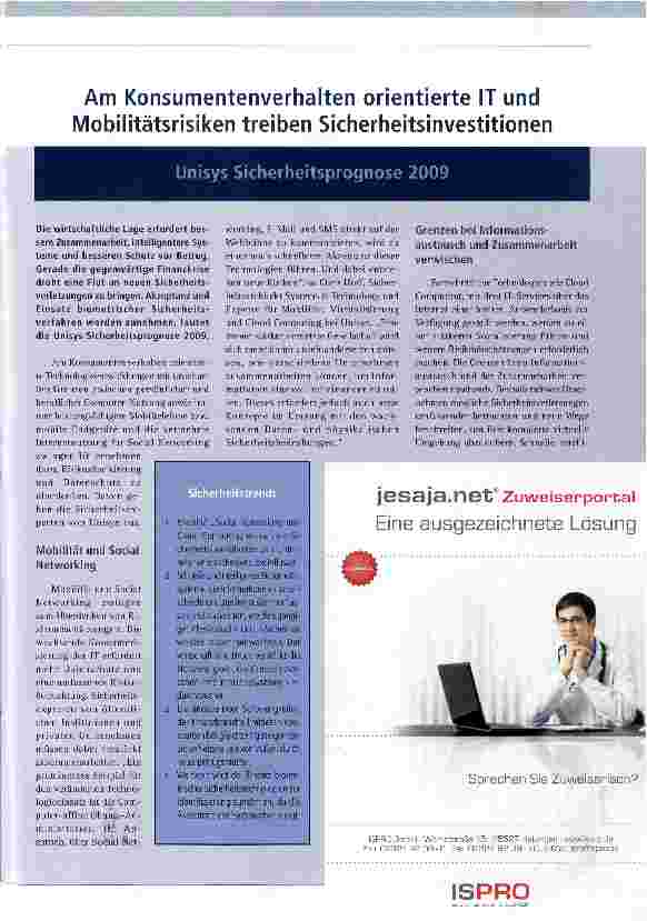 Vorschauseite 1: Am Konsumentenverhalten orientierte IT und Mobilitätsrisiken treiben Sicherheitsinvestitionen