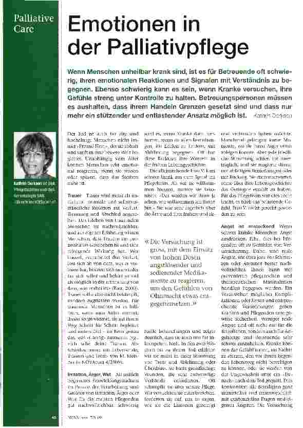 Vorschauseite 1: Emotionen in der Palliativpflege