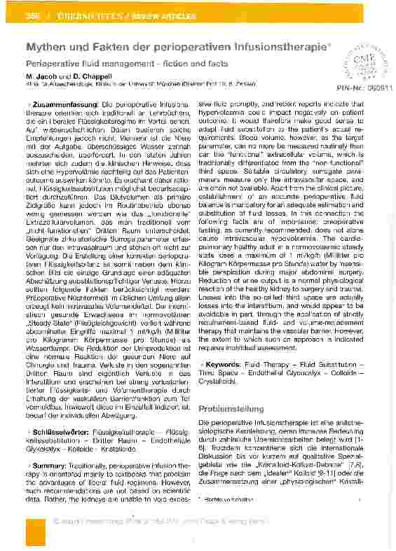 Vorschauseite 1: Mythen und Fakten der perioperativen Infusionstherapie