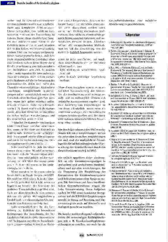 Vorschauseite 2: Unbegründete Infragestellung von Empfehlungen der Kommission für Krankenhaushygiene und Infektionsprävention führt zu verantwortungsloser Verunsicherung der Praxis