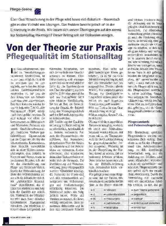 Vorschauseite 1: Von der Theorie zur Praxis Pflegequalität im Stationsalltag