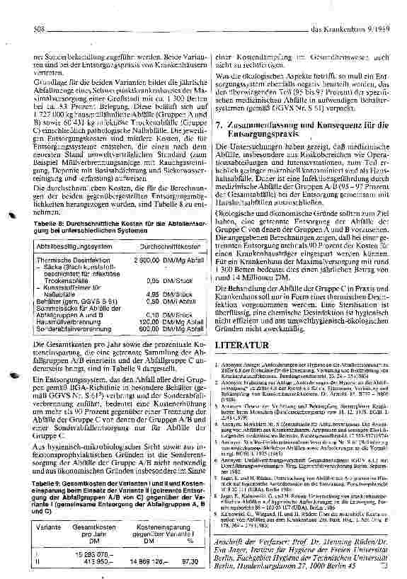 Vorschauseite 5: Entsorgung von medizinischen Abfällen unter hygienischen und wirtschaftlichen Aspekten