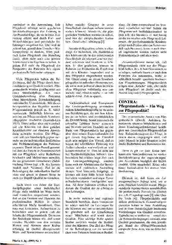 Vorschauseite 2: Pflegestandards - Pro und Contra
