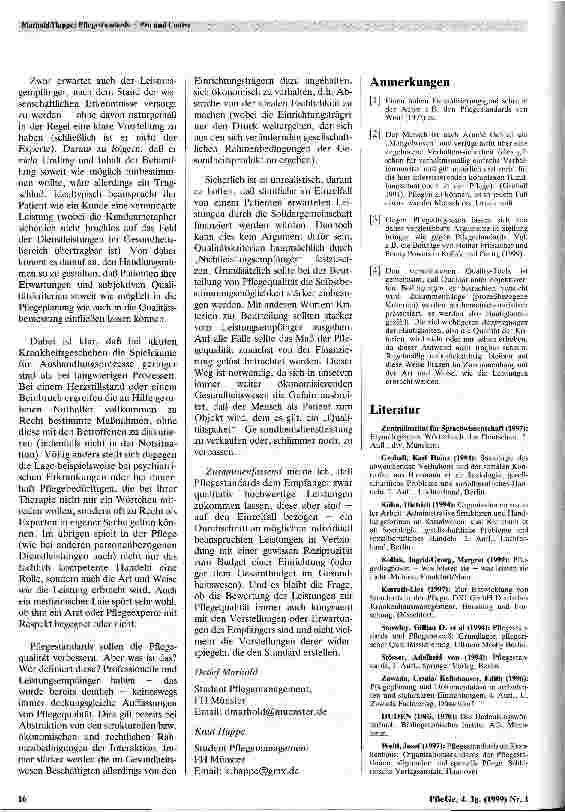 Vorschauseite 3: Pflegestandards - Pro und Contra
