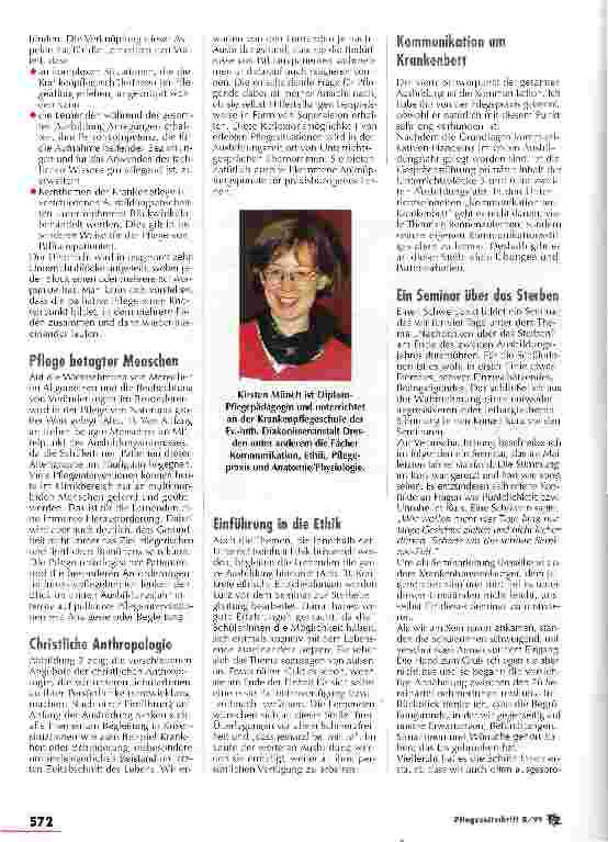 Vorschauseite 3: Im Vordergrund steht die Förderung von persönlicher Kompetenz Palliative Pflege in der Krankenpflegeausbildung