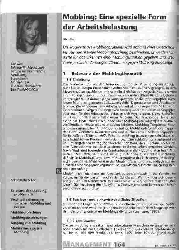 Vorschauseite 1: Mobbing: eine spezielle Form der Arbeitsbelastung