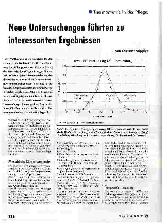 Vorschauseite 1: Neue Untersuchungen führten zu interessanten Ergebnissen Thermometrie in der Pflege