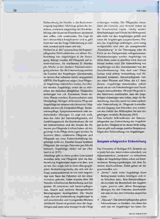 Vorschauseite 4: Einbeziehung Angehöriger auf Intensivstation: Aufgabe oder Ressource für Intensivpflegende?