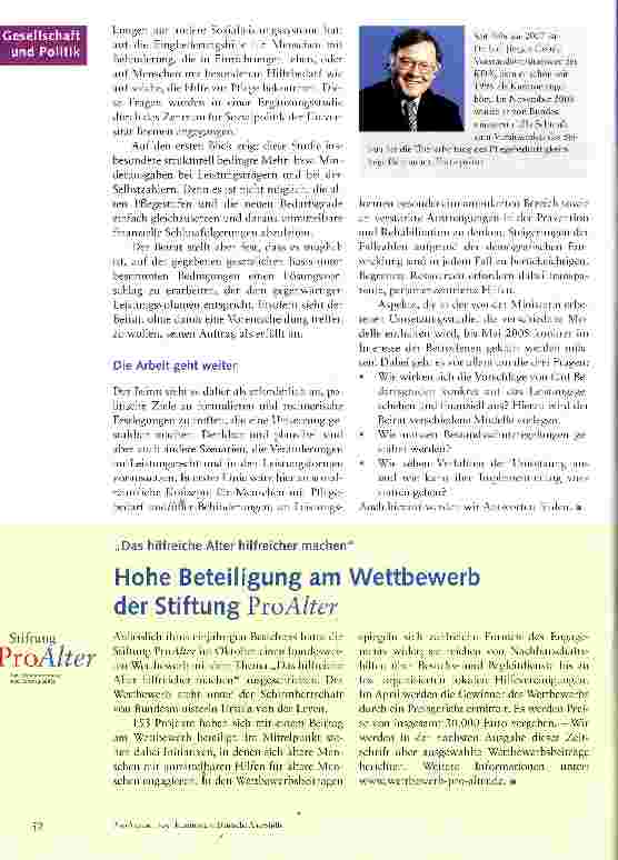 Vorschauseite 3: „Wir werden zu einer neuen Betrachtung Pflegebedürftiger und zu einer neuen Pflege kommen