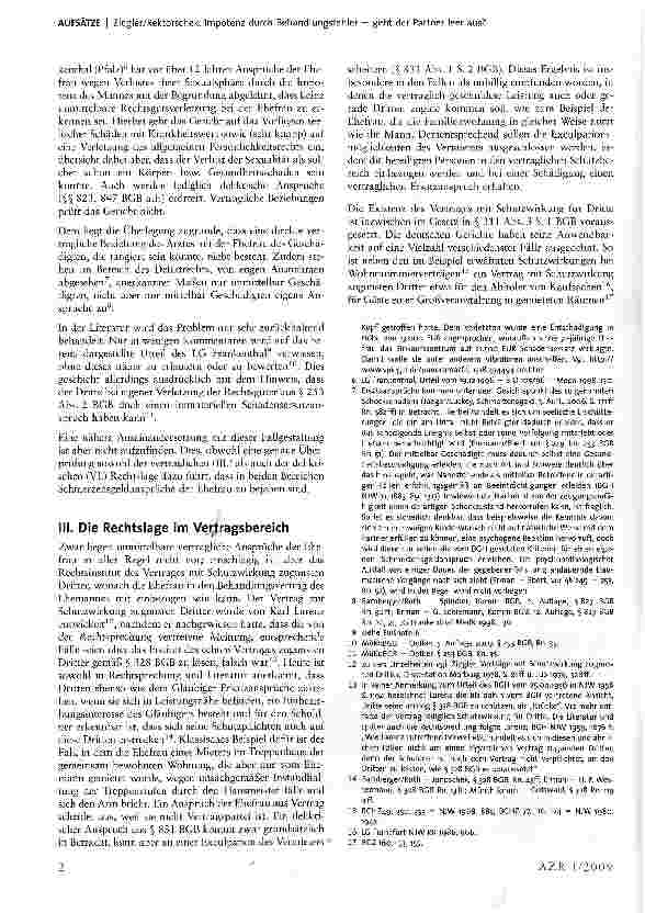 Vorschauseite 2: Impotenz durch Behandlungsfehler geht der Partner leer aus?