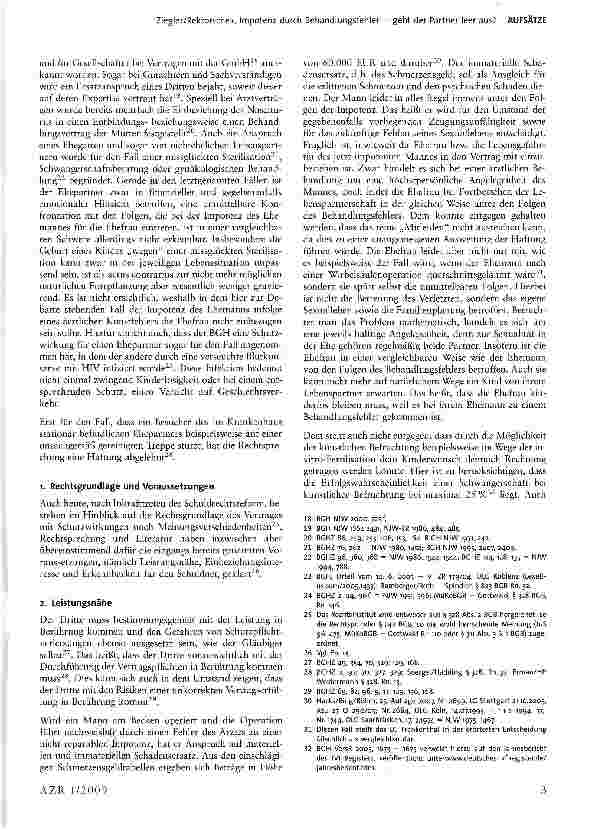 Vorschauseite 3: Impotenz durch Behandlungsfehler geht der Partner leer aus?