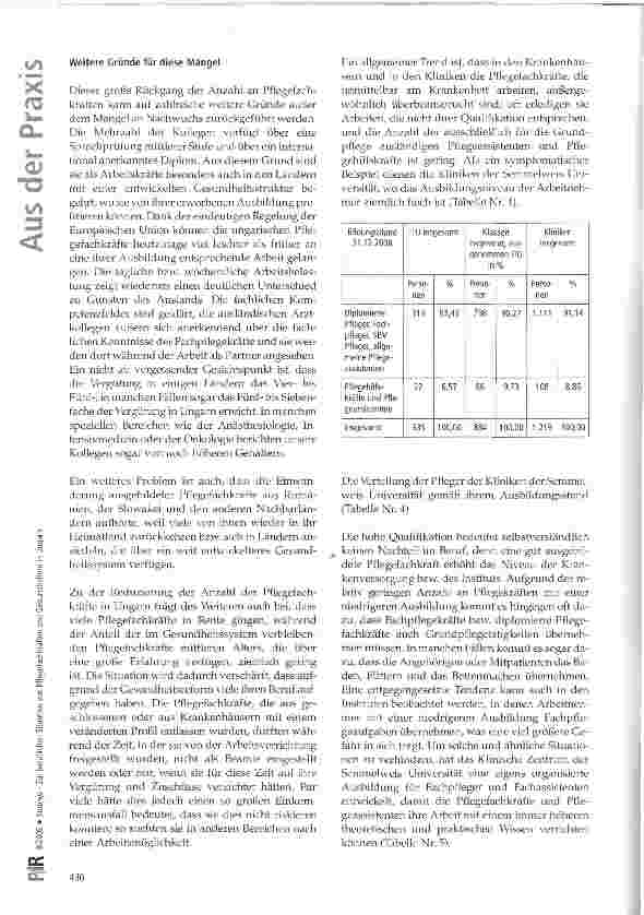 Vorschauseite 3: Zur beruflichen Situation von Pflegefachkräften und Geburtshelfern in Ungarn