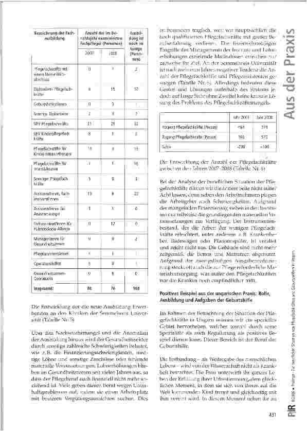 Vorschauseite 4: Zur beruflichen Situation von Pflegefachkräften und Geburtshelfern in Ungarn