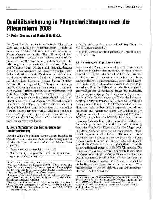 Vorschauseite 1: Qualitätssicherung in Pflegeeinrichtungen nach der Pflegereform 2008