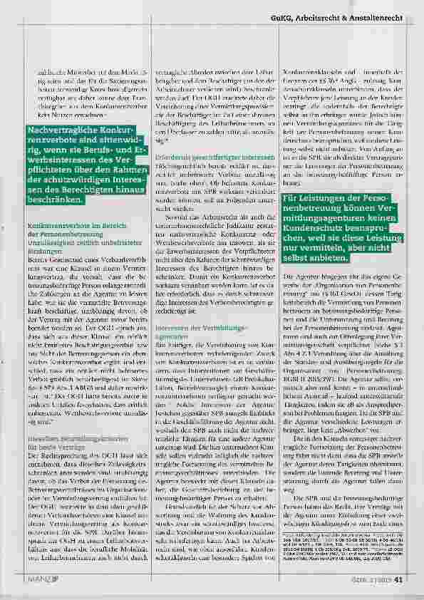 Vorschauseite 3: Sind nachvertragliche Konkurrenzklauseln zulasten von selbständigen Personenbetreuerinnen wirksam?