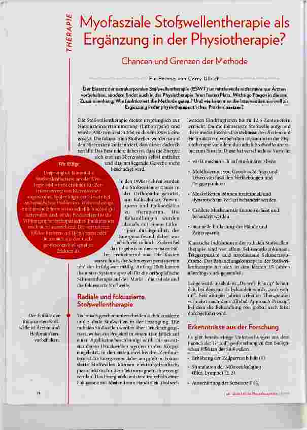 Vorschauseite 1: Myofasziale Stoiswellentherapie als Ergänzung in der Physiotherapie? Chancen und Grenzen der Methode