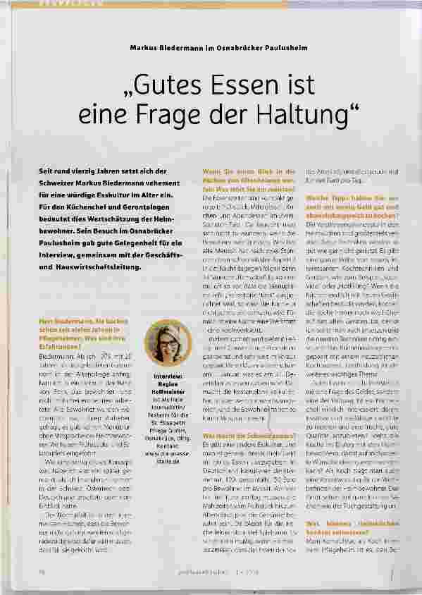 Vorschauseite 1: Gutes Essen ist eine Frage der Haltung