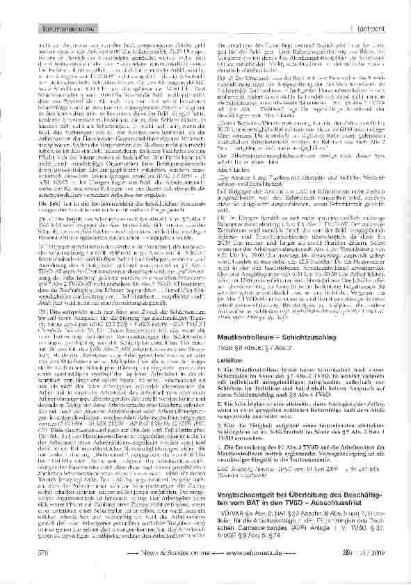 Vorschauseite 1: Mautkontrolleure - Schichtzuschlag