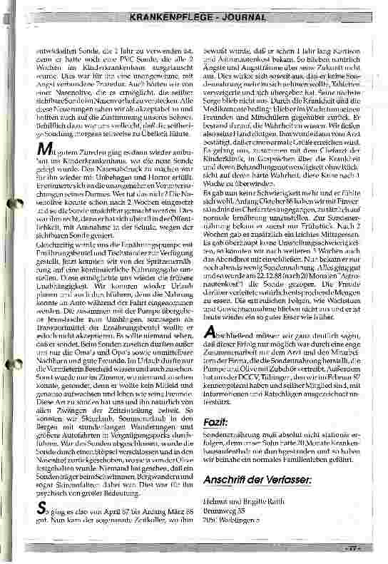 Vorschauseite 2: Ambulante künstliche Ernährung ist auf jeden Fall möglich und durchführbar - Warum? // Aus Sicht von betroffenen Eltern