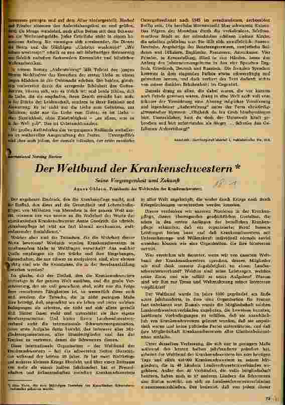 Vorschauseite 1: Der Weltbund der Krankenschwestern Seine Vergangenheit und Zukunft